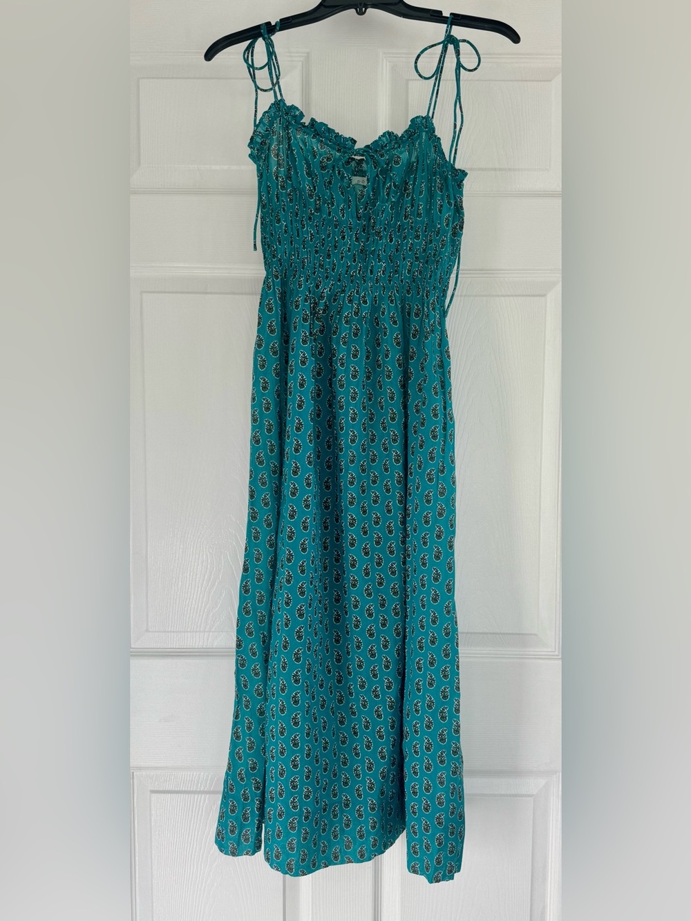 NWOT Dôen Rhoda Dress Alba Paisley Teal Organic Cotton XS
